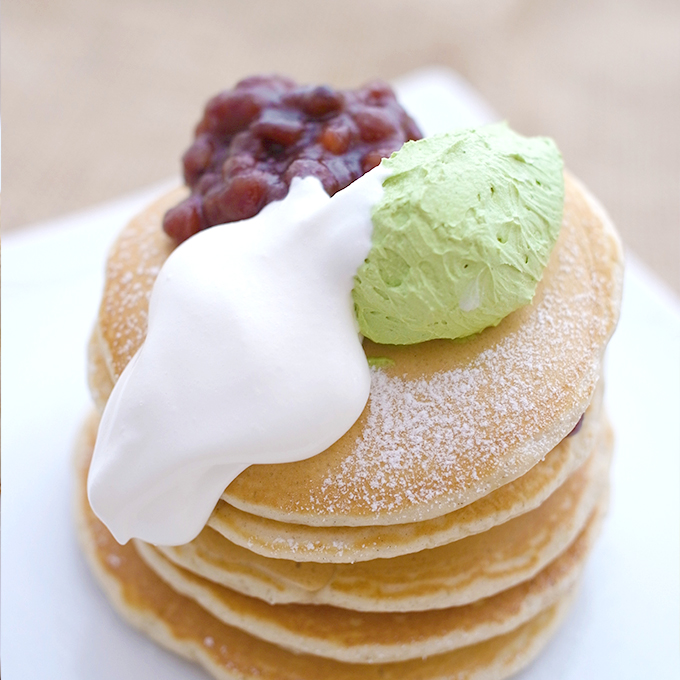 あずきと抹茶アイスのパンケーキ